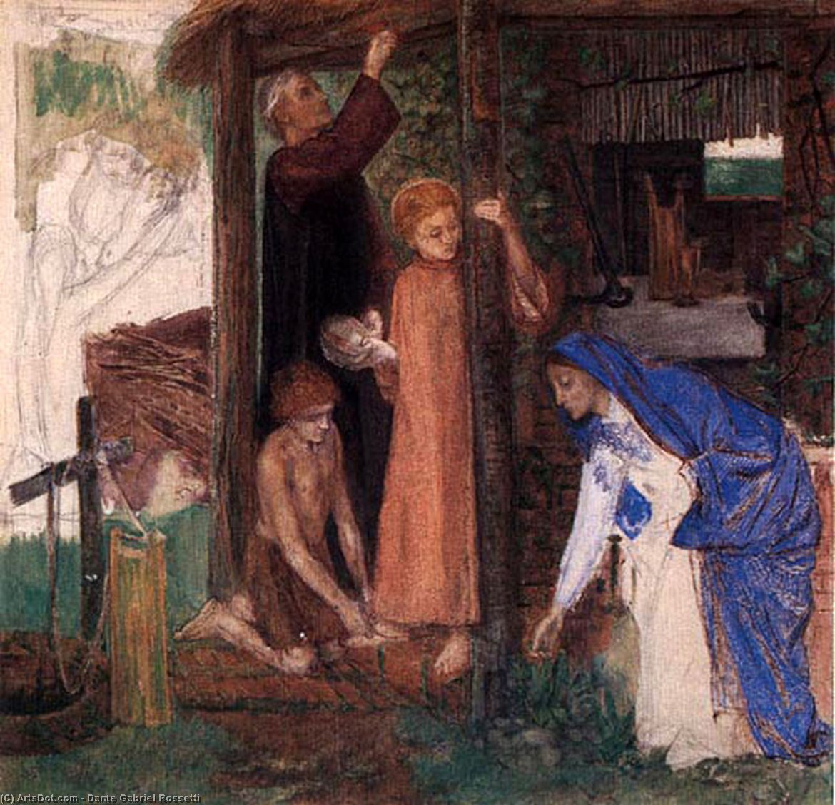 Die Passionsfeier In Der Heiligen Familie – Bitter Kräuter Sammeln — Dante Gabriel Rossetti