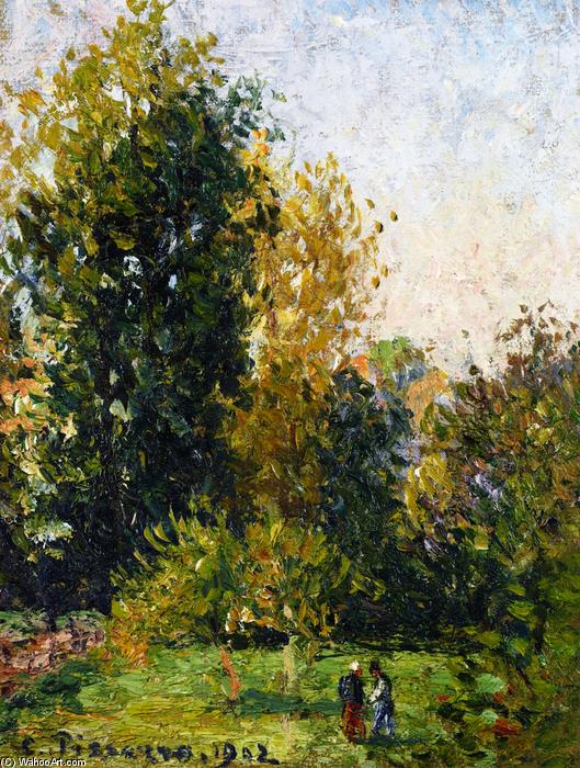Landscape With Two Figures, Éragny, Autumn — Camille Pissarro