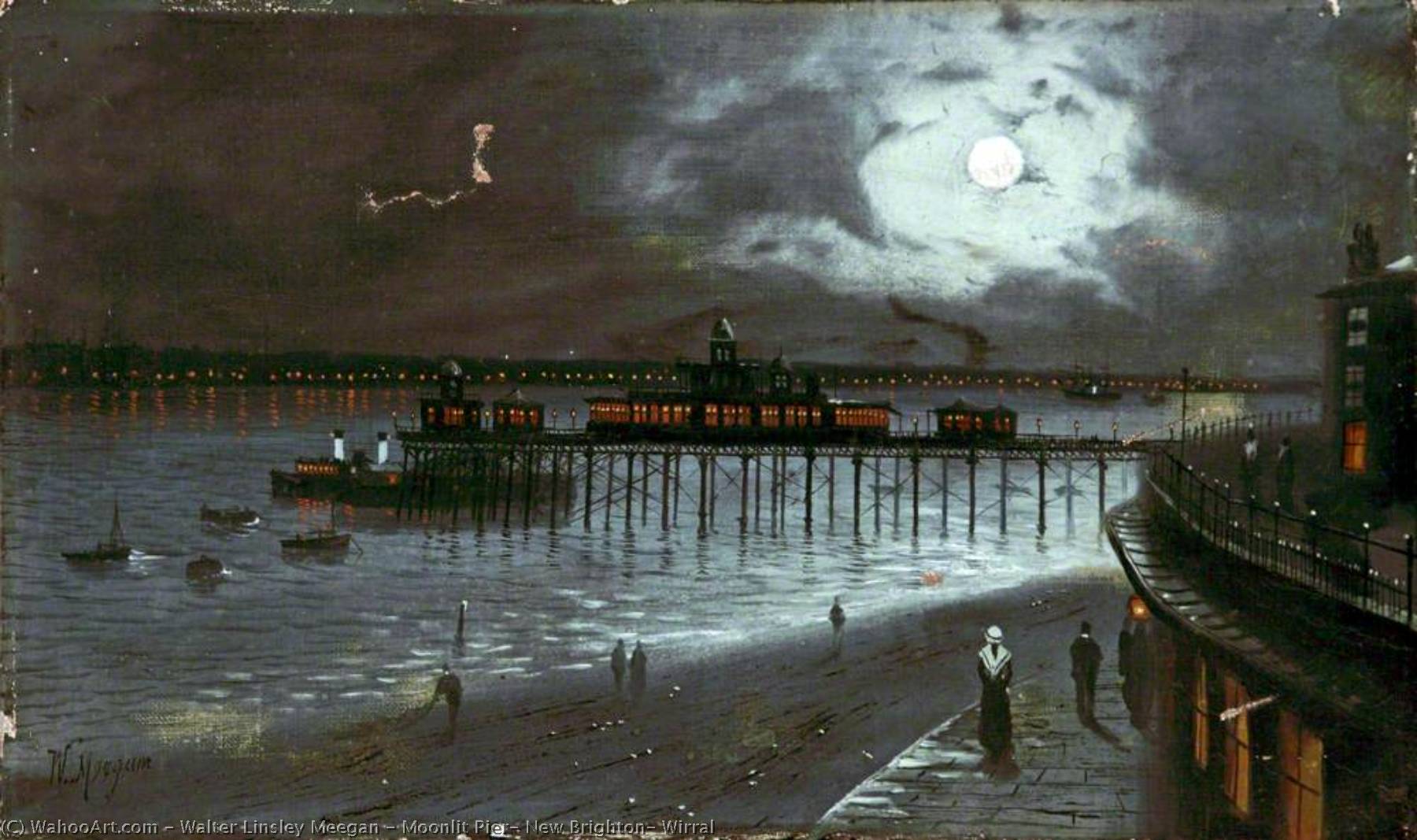 Moonlit Pier, New Brighton, Wirral — Walter Linsley Meegan