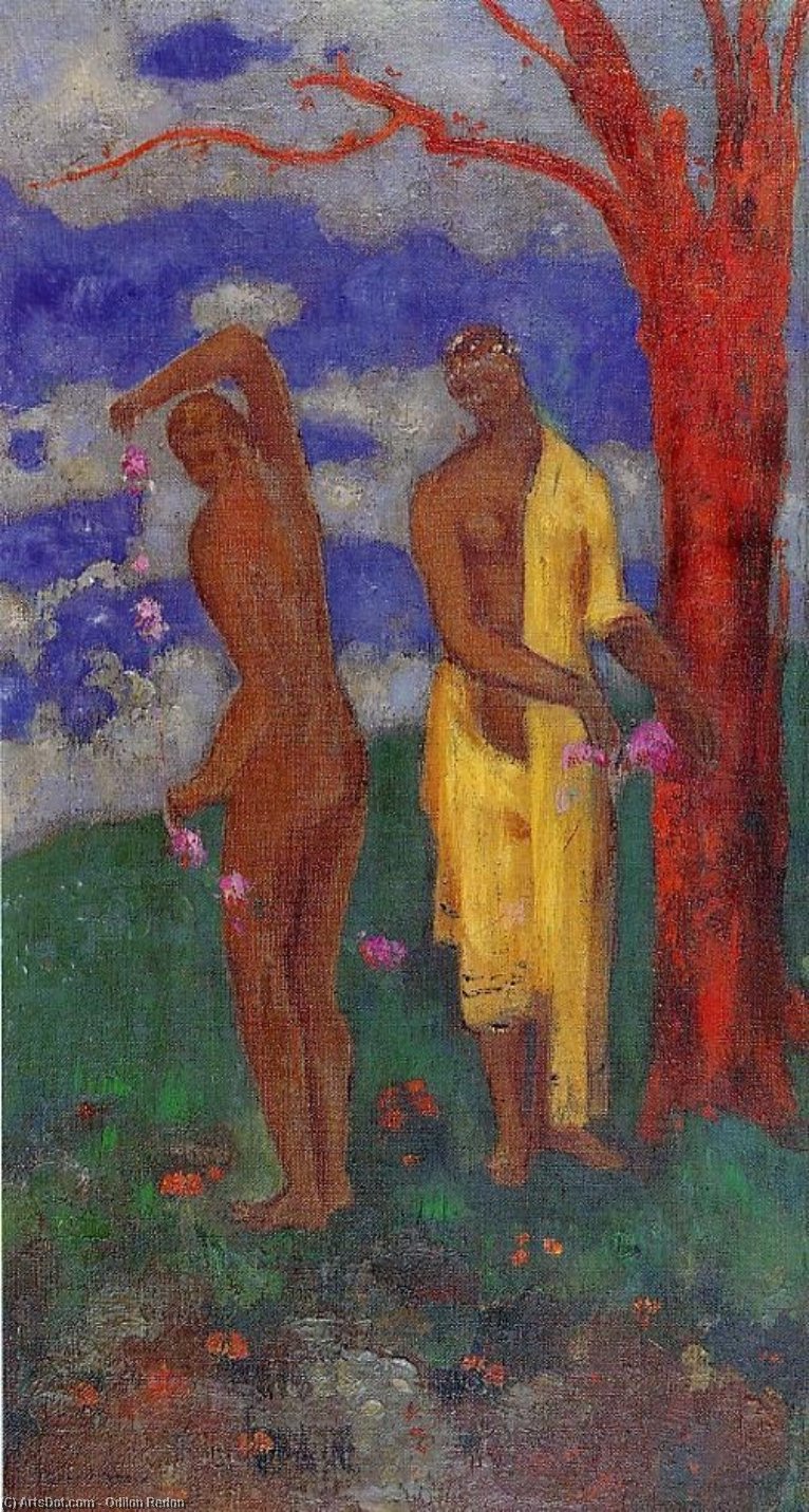 Two Women Under A Red Tree — Odilon Redon