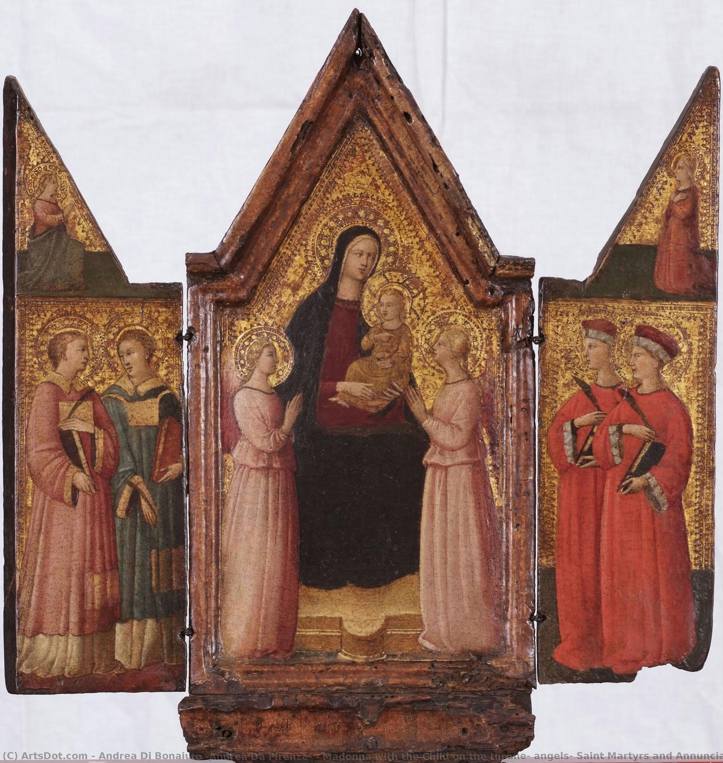 Madonna With The Child On The Throne, Angels, Saint Martyrs And Annunciation — Andrea Di Bonaiuto (andrea Da Firenze)
