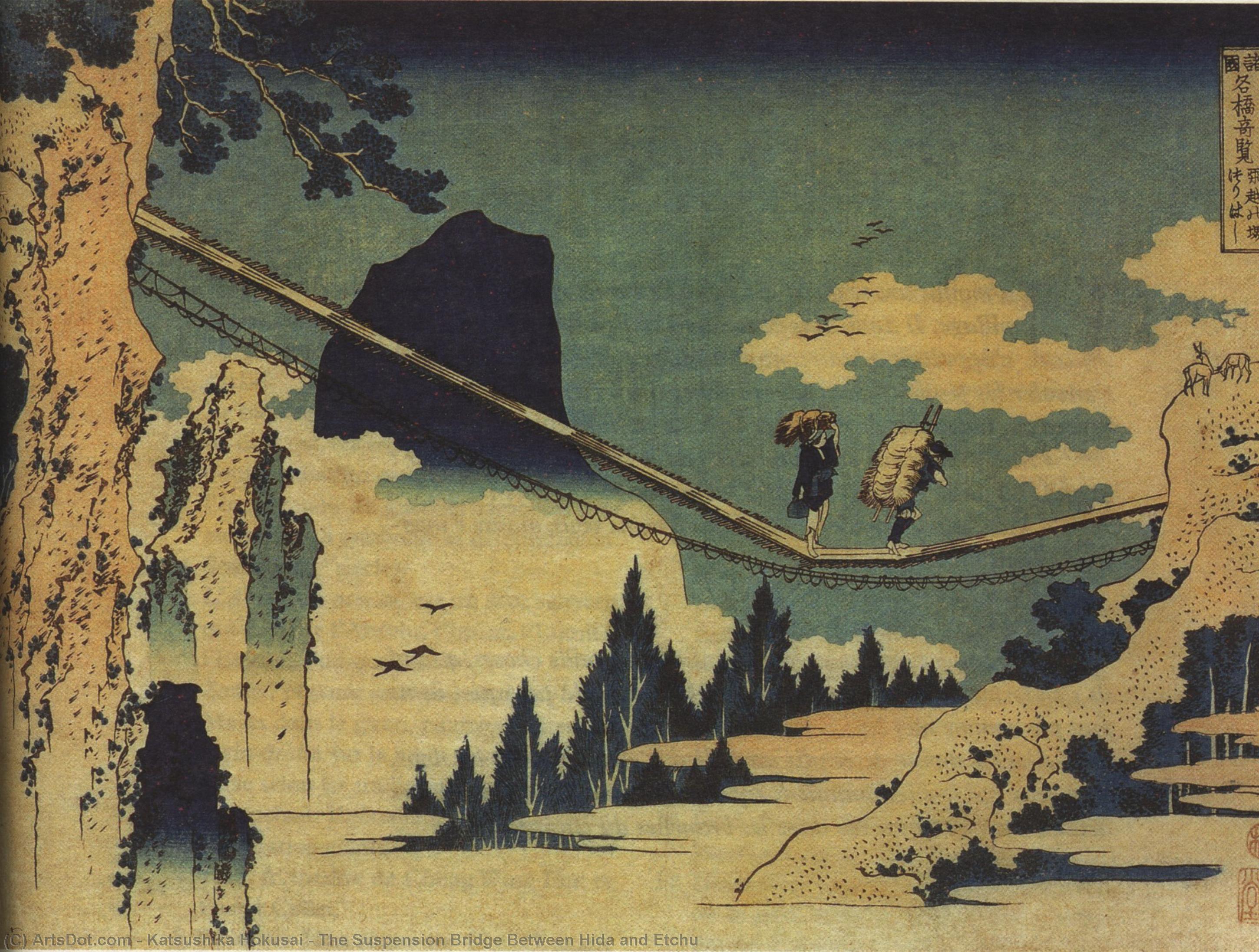 The Suspension Bridge Between Hida And Etchu — Кацусика Хокусай