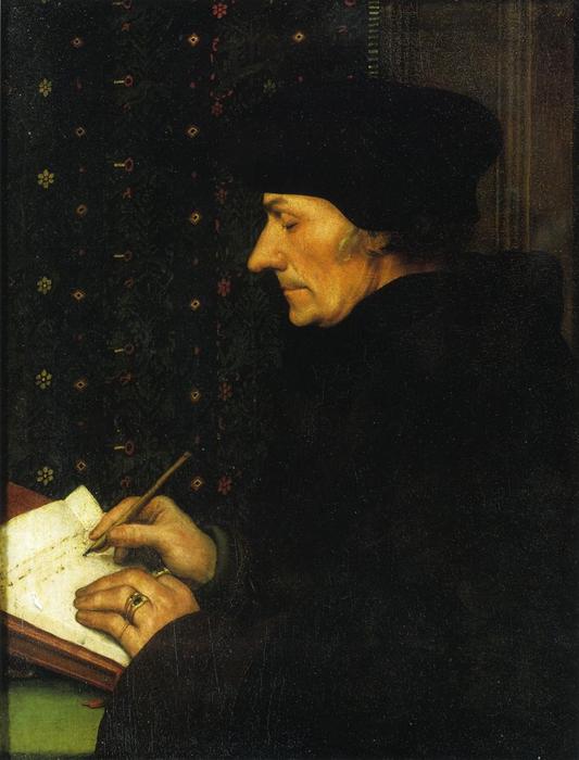 Retrato De Erasmo De Rotterdam Escribiendo — Hans Holbein El Joven