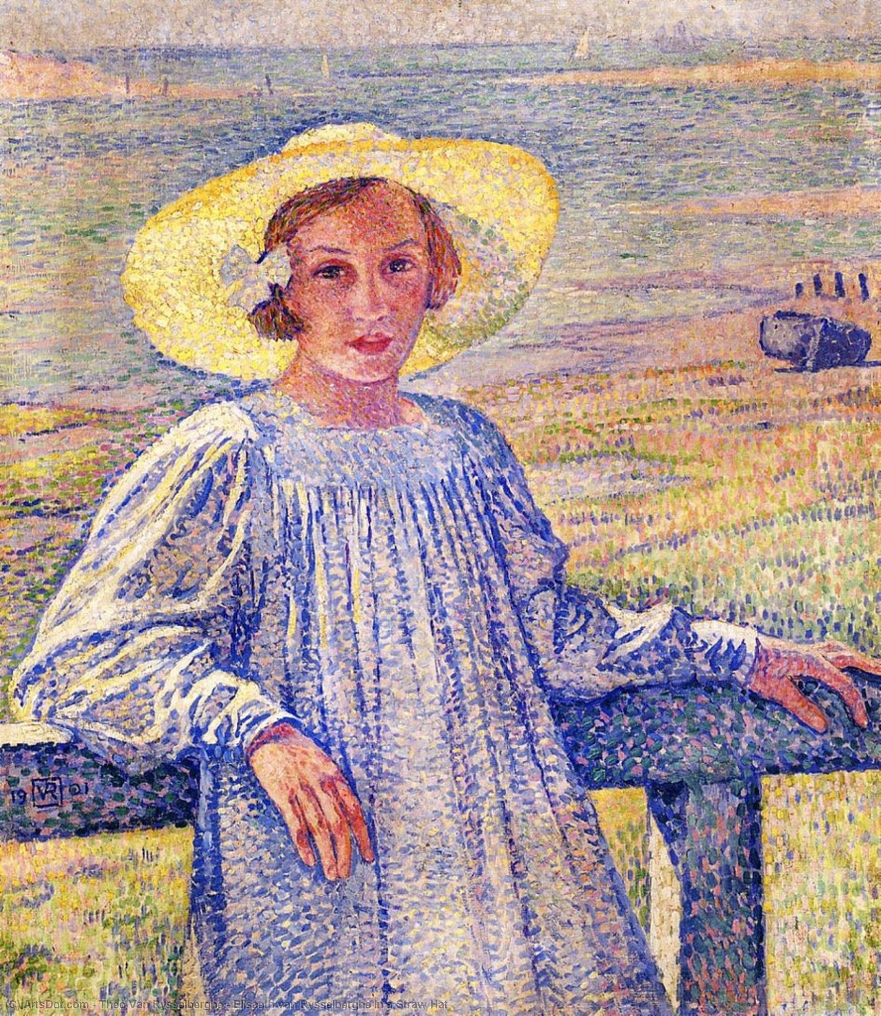 Elisaeth Van Rysselberghe In A Straw Hat — Theo Van Rysselberghe