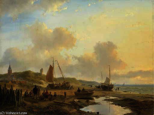 Activities On The Beach Of Scheveningen — Andreas Schelfhout