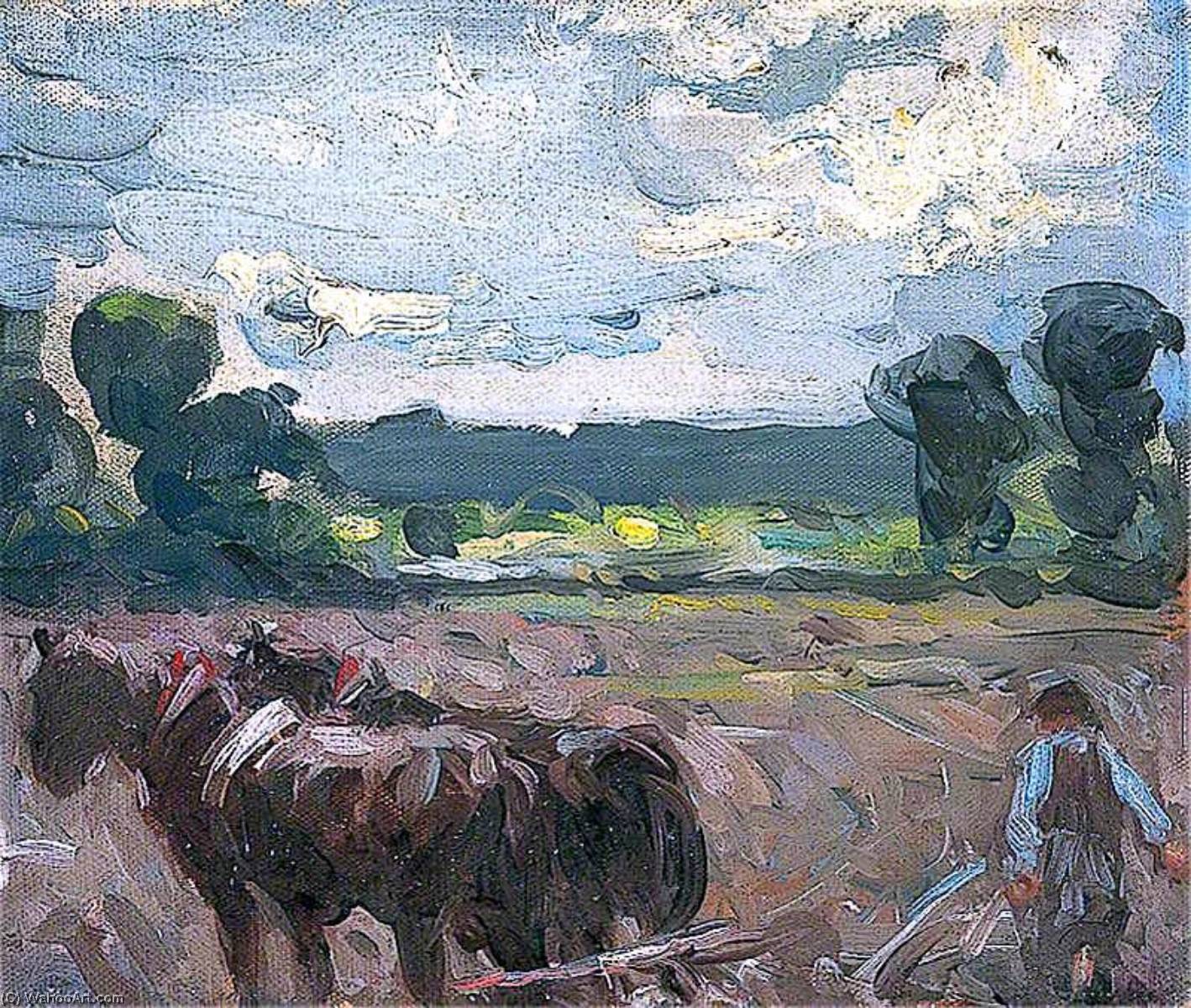 Landscape With Horses Ploughing — Harry Becker
