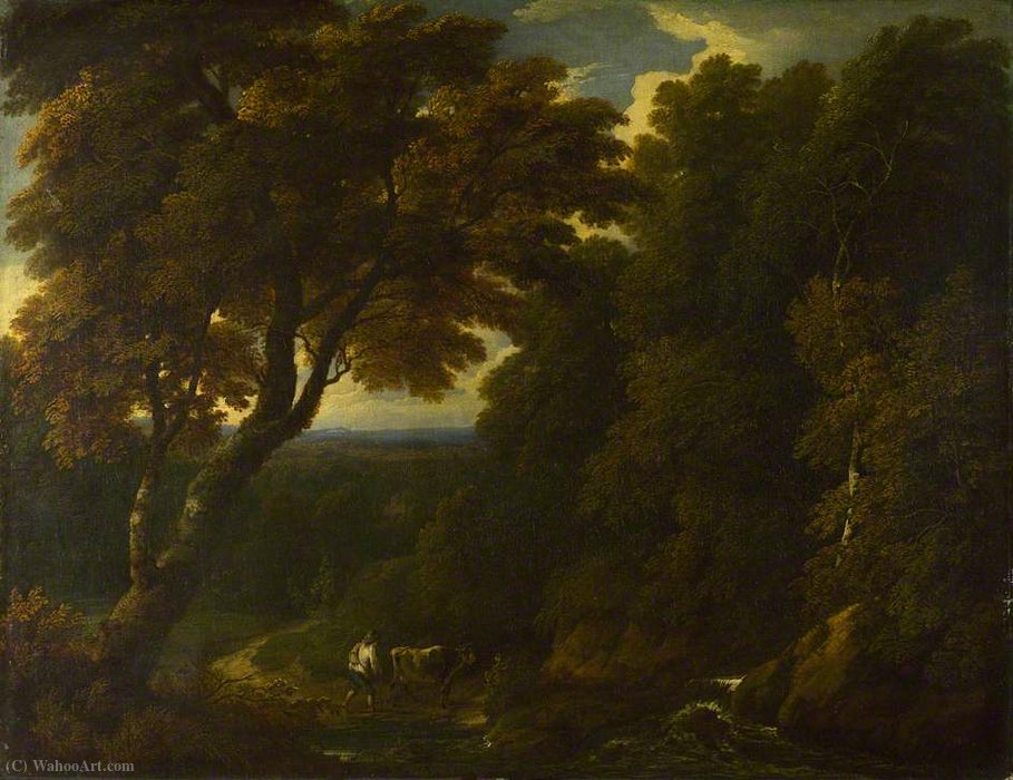A Cowherd In A Woody Landscape — Jan Baptist Huysmans
