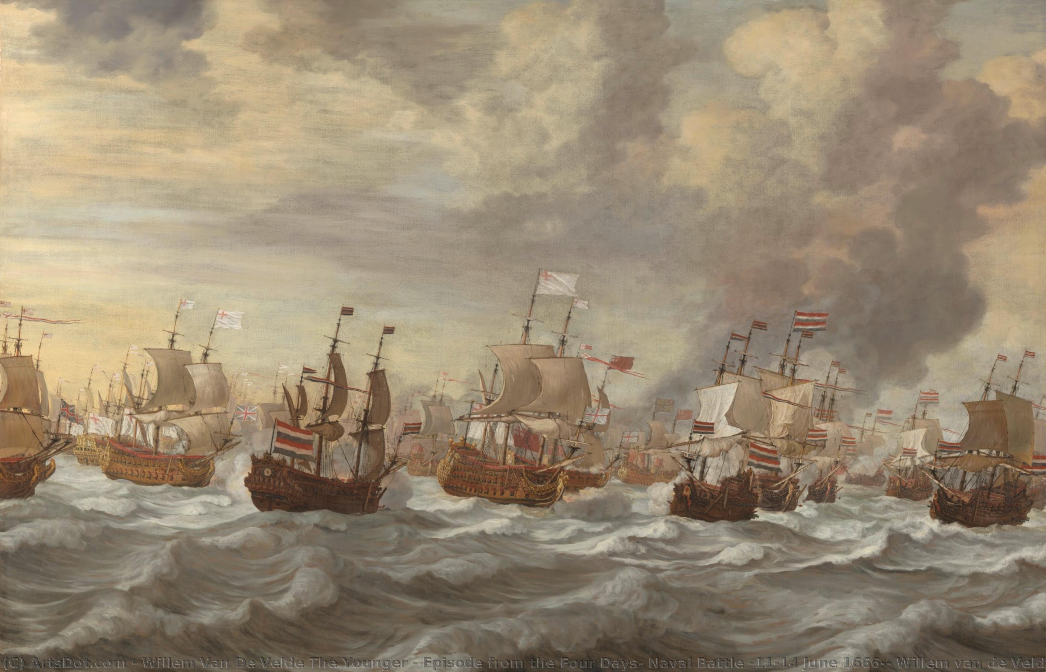 Episode From The Four Days" Naval Battle (11-14 June 1666), Willem Van De Velde (i) (attributed To), In Or After 1666 - In Or Before 1672 — Willem Van De Velde The Younger