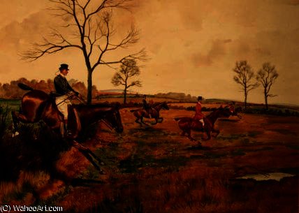 Hunt At Full Gallop — George Derville Rowlandson