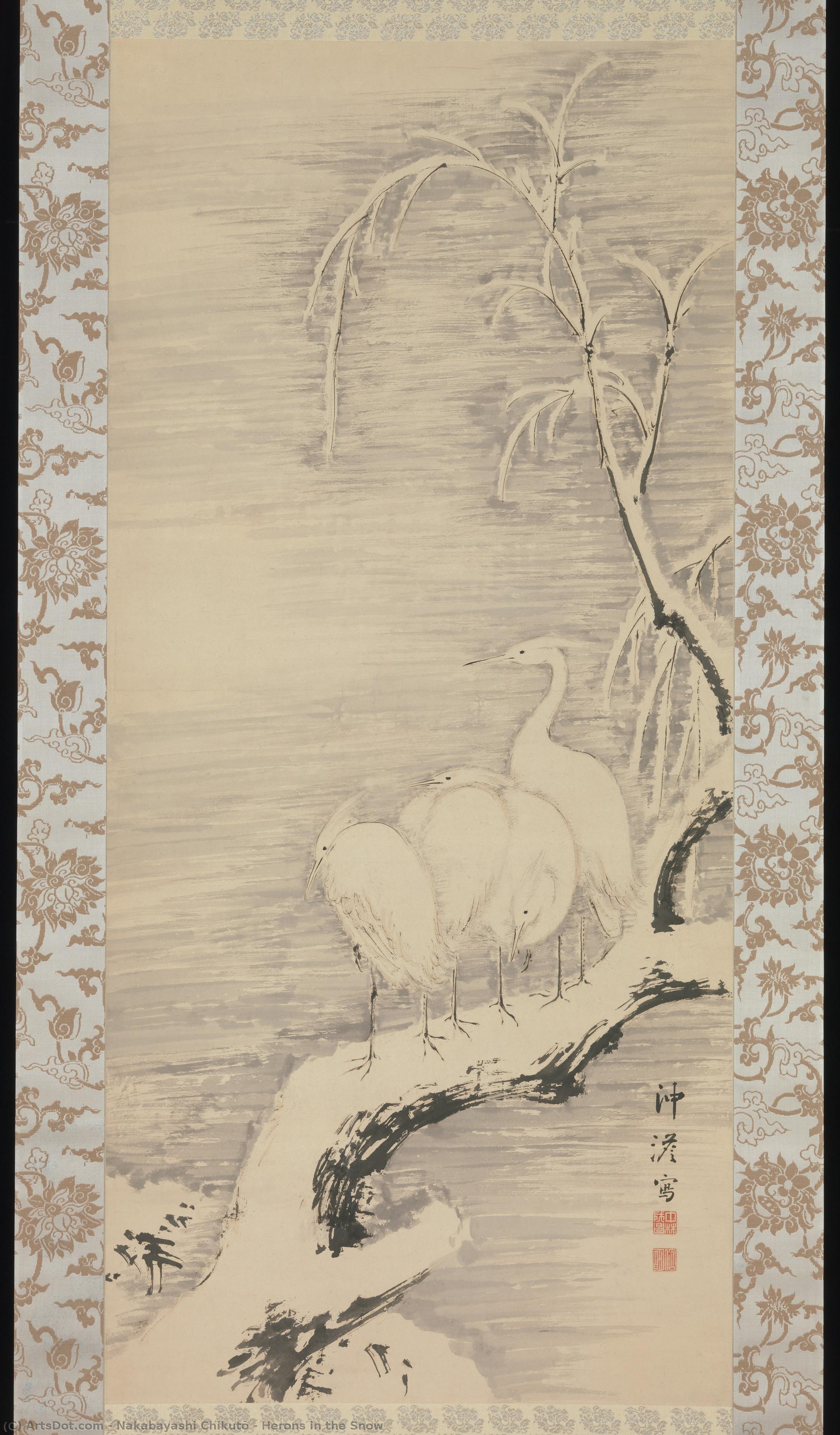 Herons In The Snow — Nakabayashi Chikutō