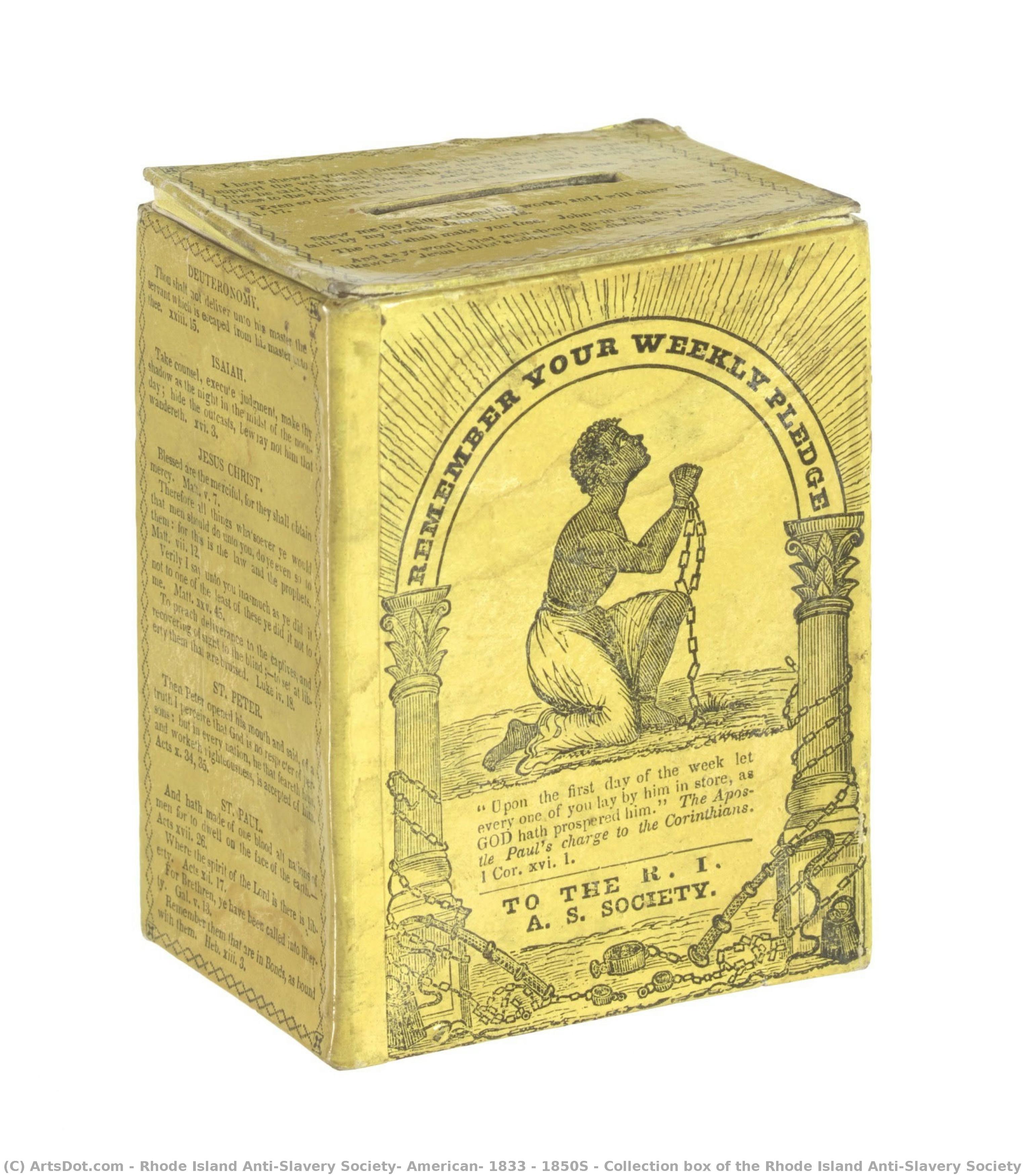 Collection Box Of The Rhode Island Anti-slavery Society Owned By Garrison Family — Rhode Island Anti-slavery Society, American, 1833 - 1850s