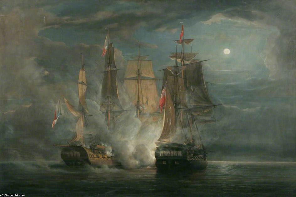 Hms 'amelia' And The French Frigate 'arethuse' — John Christian Schetky