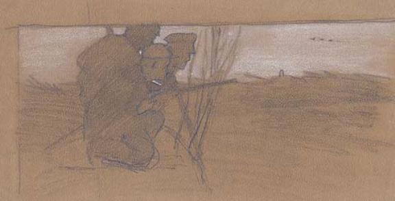 Sketch Of Hunting Scene — Nicholas Roerich