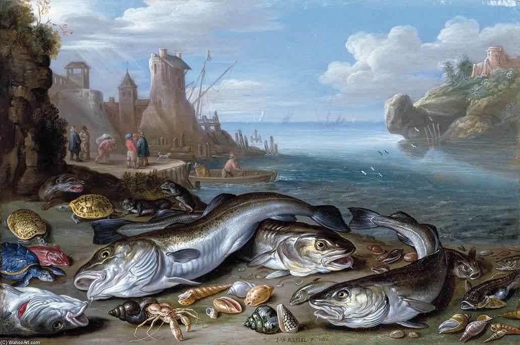 Harbour Scene With Fish — Jan Van Kessel