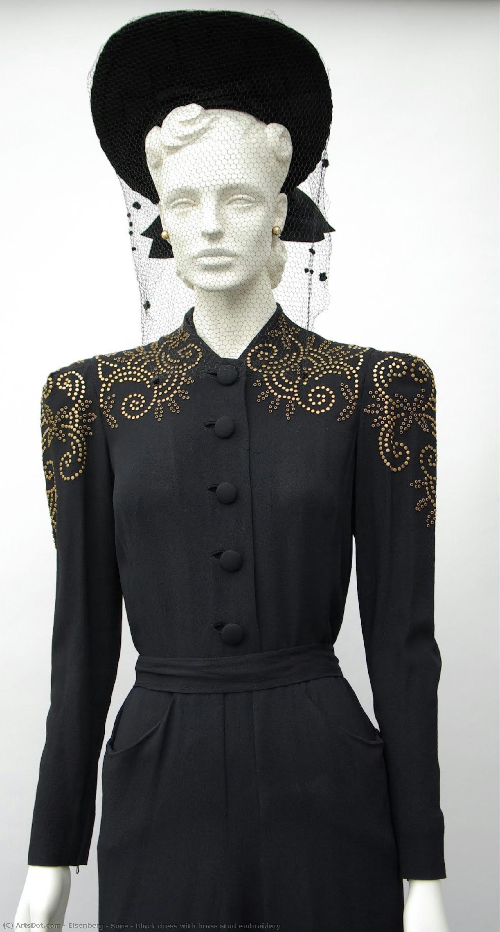 Black Dress With Brass Stud Embroidery — Eisenberg & Sons