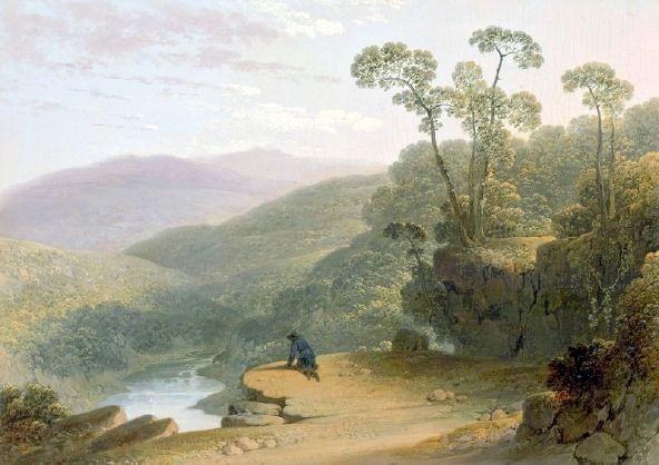Natural Bridge – View From The Arch Of The Bridge Looking Down The Creek, Rockbridge County, Virginia — Joshua Shaw
