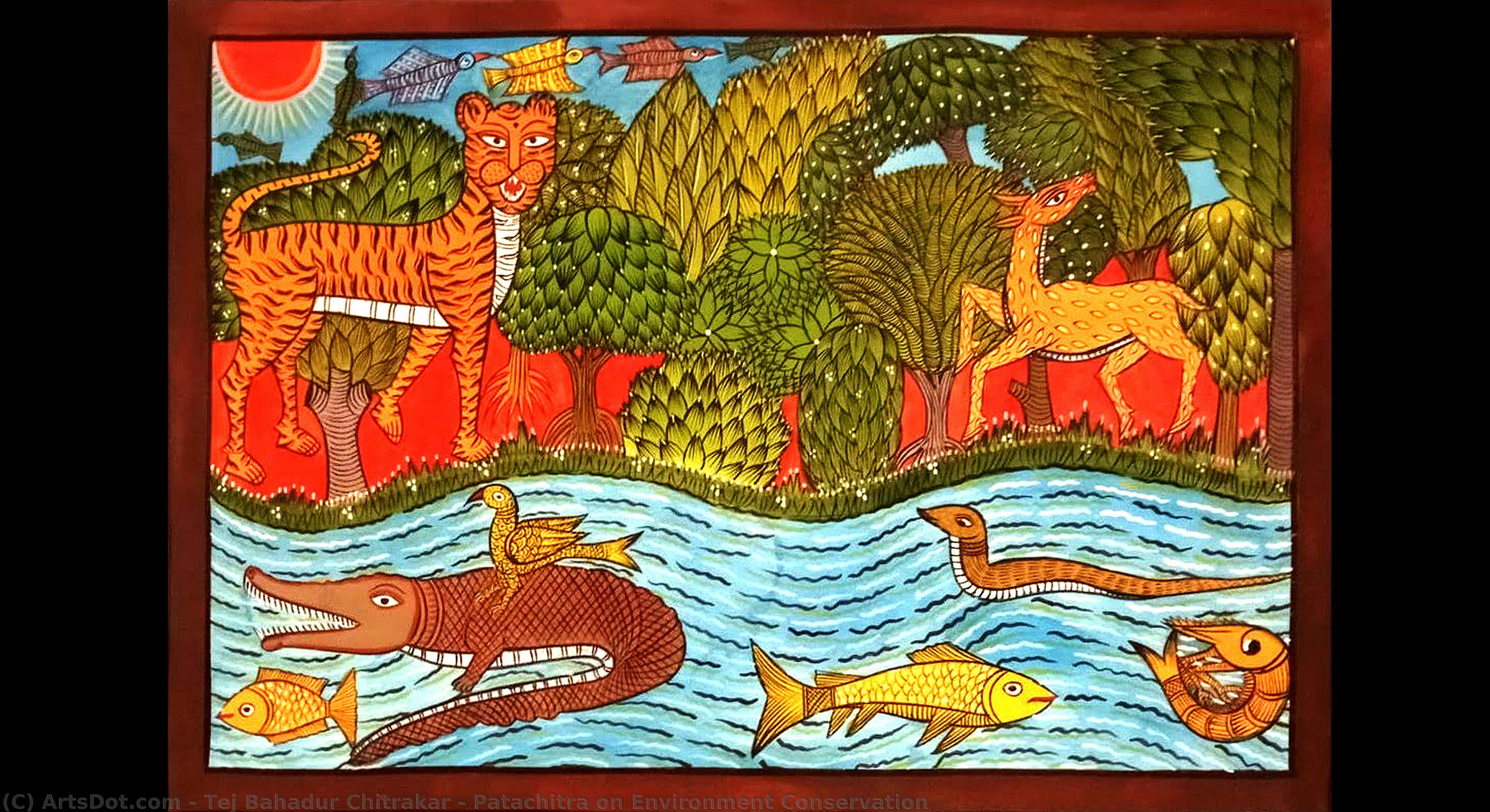 Patachitra On Environment Conservation — Tej Bahadur Chitrakar