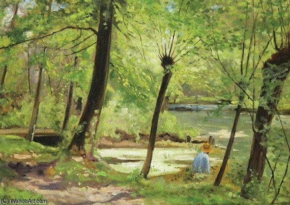 Wooded Landscape In Gasny-sur-epte With The Artist At Work — Cesar De Cock