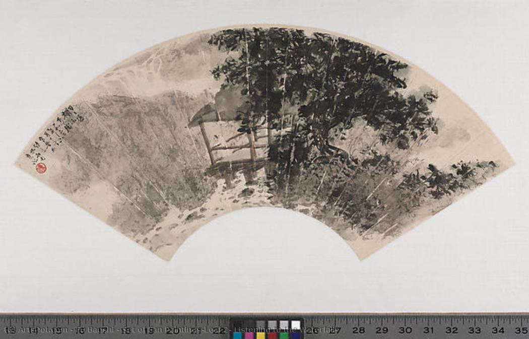 Set Of Fan Paintings Leaf 2: Listening To The Waterfall — Fu Baoshi