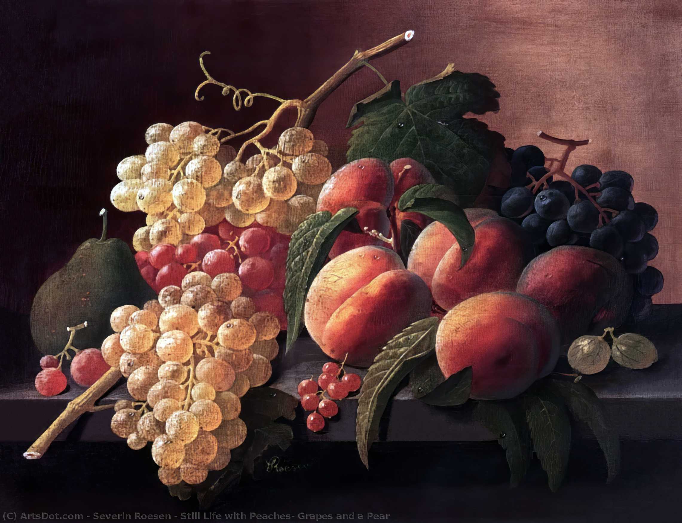 Still Life With Peaches, Grapes And A Pear — セヴェリン・ローゼン