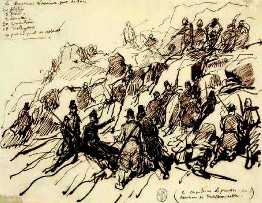 Algeria And Compiègne Camp (120) Captain Espinasse In Action 15 March Has M'chounech (1844) — Auguste Raffet (denis Auguste Marie Raffet)