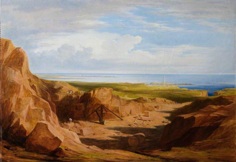 Quarrying Peterhead Quarry With A Lighthouse In The Background — ジェームズ・ギレス