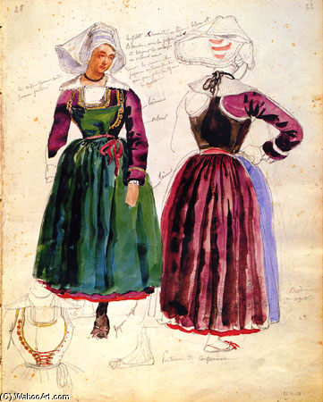 Two Women In Traditional Dresses Of Pont Aven — François Hippolyte Lalaisse
