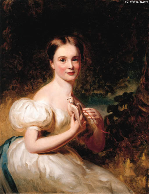 Portrait Of A Young Girl With A Dove — George Henry Harlow