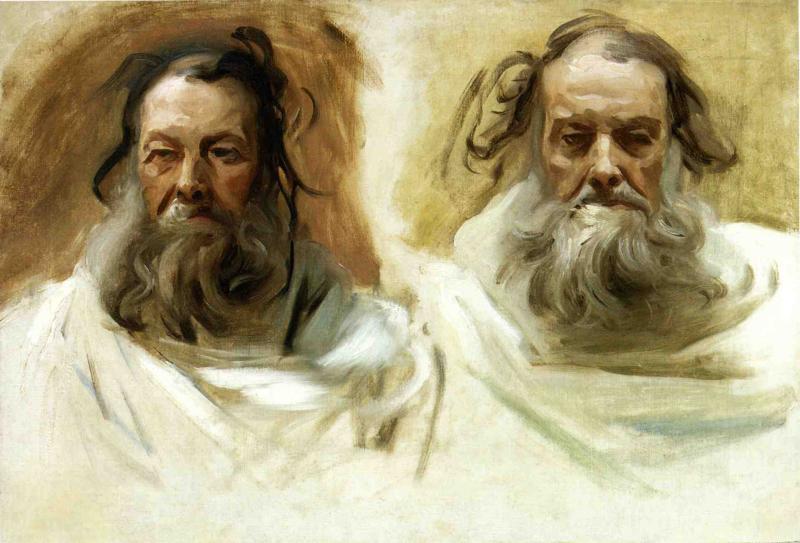 Studie Für Zwei Köpfe Für Das Bostoner Wandgemälde ''die Propheten'' — John Singer Sargent