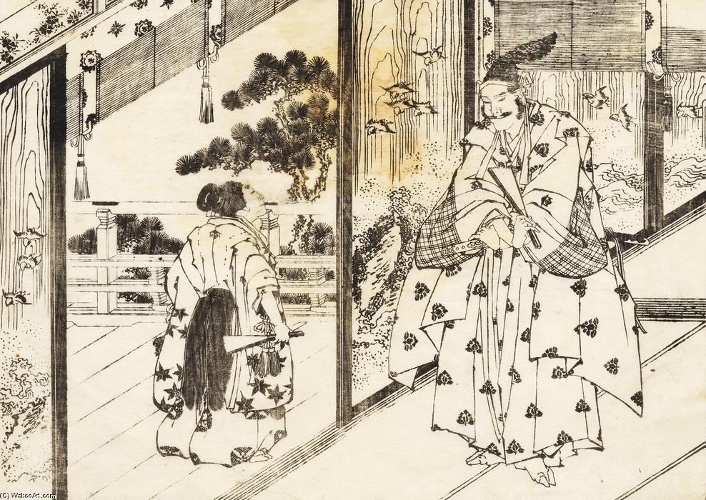 A Well Educated Boy Pays Respect To An Older Man — Katsushika Hokusai