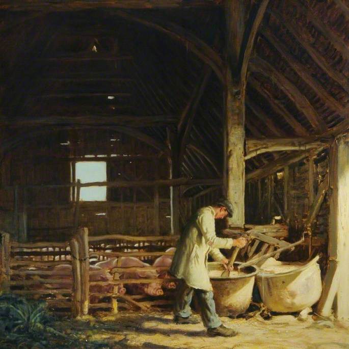 Evening Meal, Pigs — Frederik Vilijam Elvel