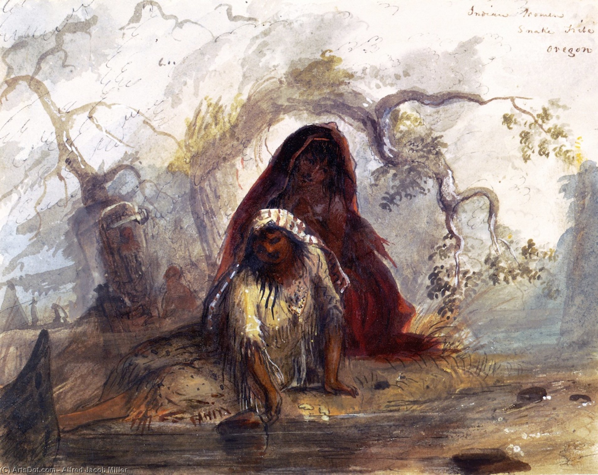 Indian Women, Snake Tribe, Oregon — Alfred Jacob Miller