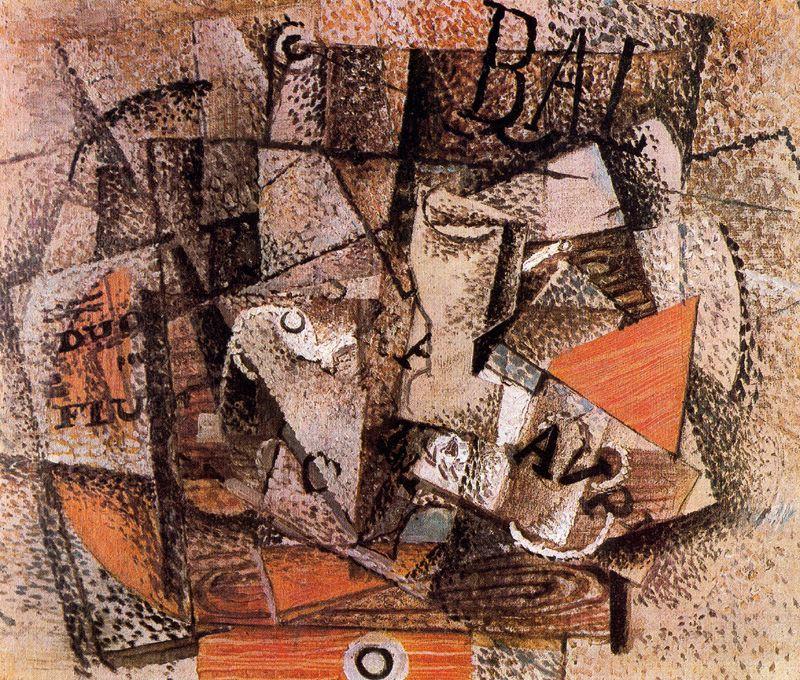 Vaso, Botella Y Pipa En Una Mesa — Georges Braque