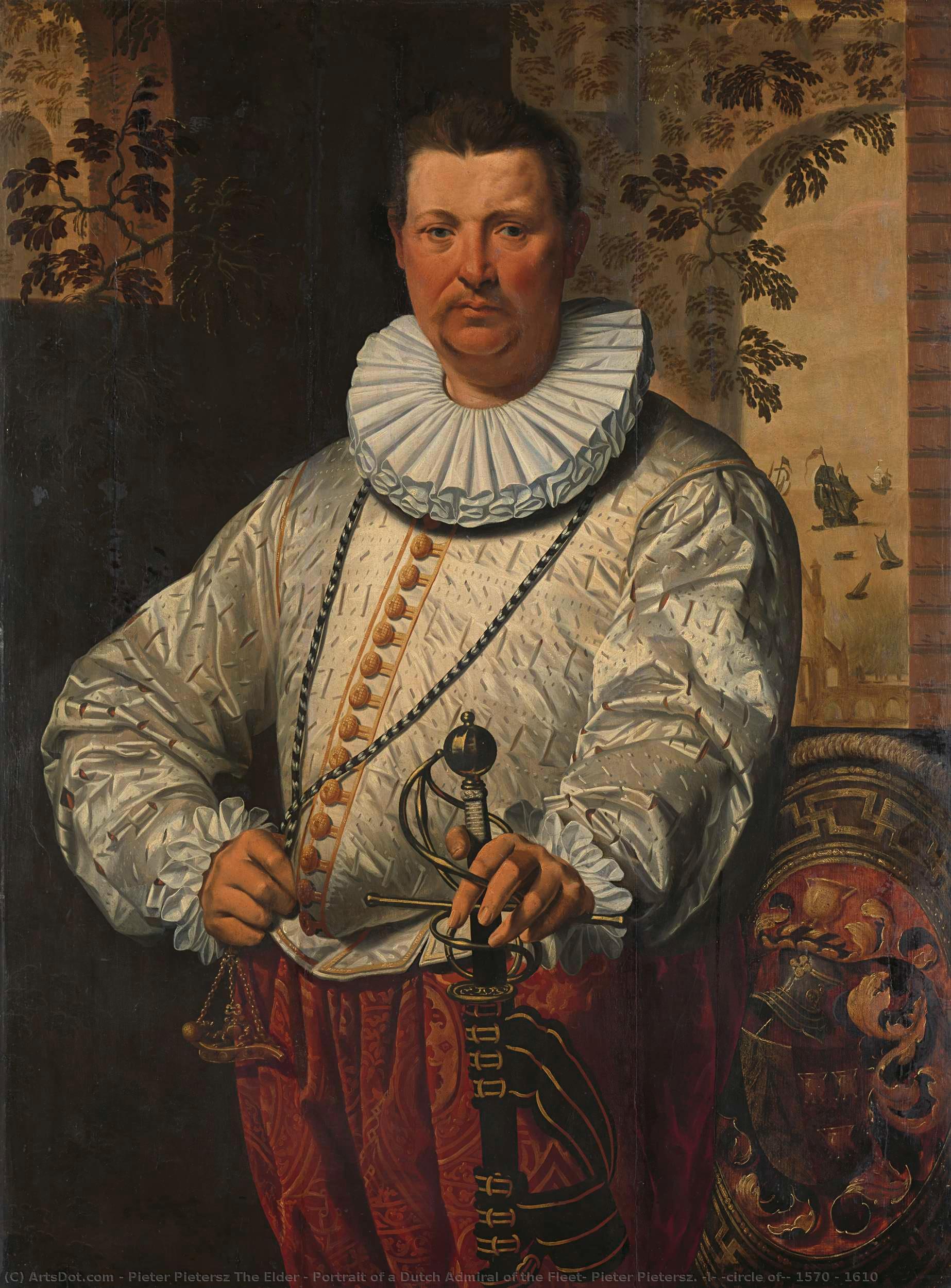 Portrait Of A Dutch Admiral Of The Fleet, Pieter Pietersz. (i) (circle Of), 1570 - 1610 — Pieter Pietersz The Elder