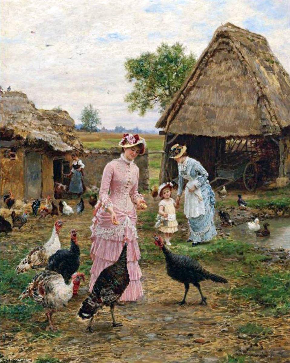 Feeding The Turkeys — Marie Francois Firmin-girard