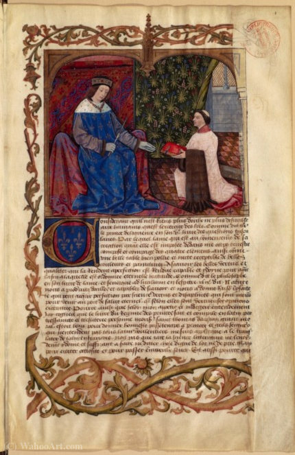 Charles De Saint-gelais Presenting His Book To Charles De Valois. Miniature Plan Of Princes — Robinet Testard