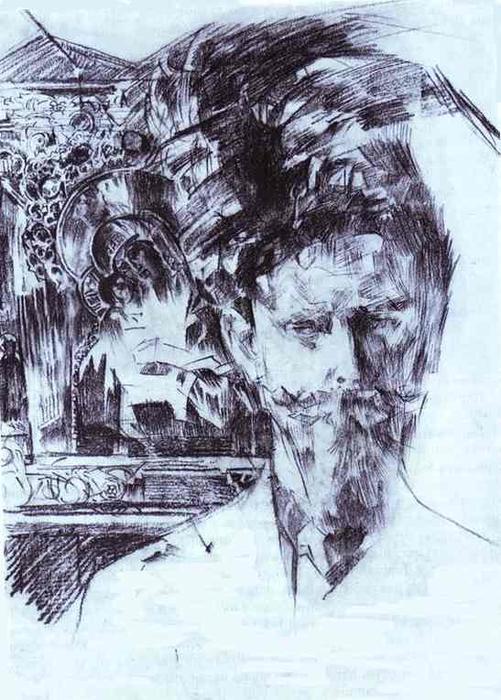 Portrait Of Doctor Fiodor Usoltsev With An Icon In The Background — Mikhail Vrubel