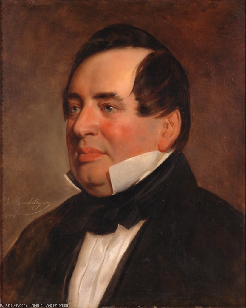 Portrait Of The Danish Poet Adam Gottlob Oehlenschlaeger — Friedrich Ritter Von Amerling