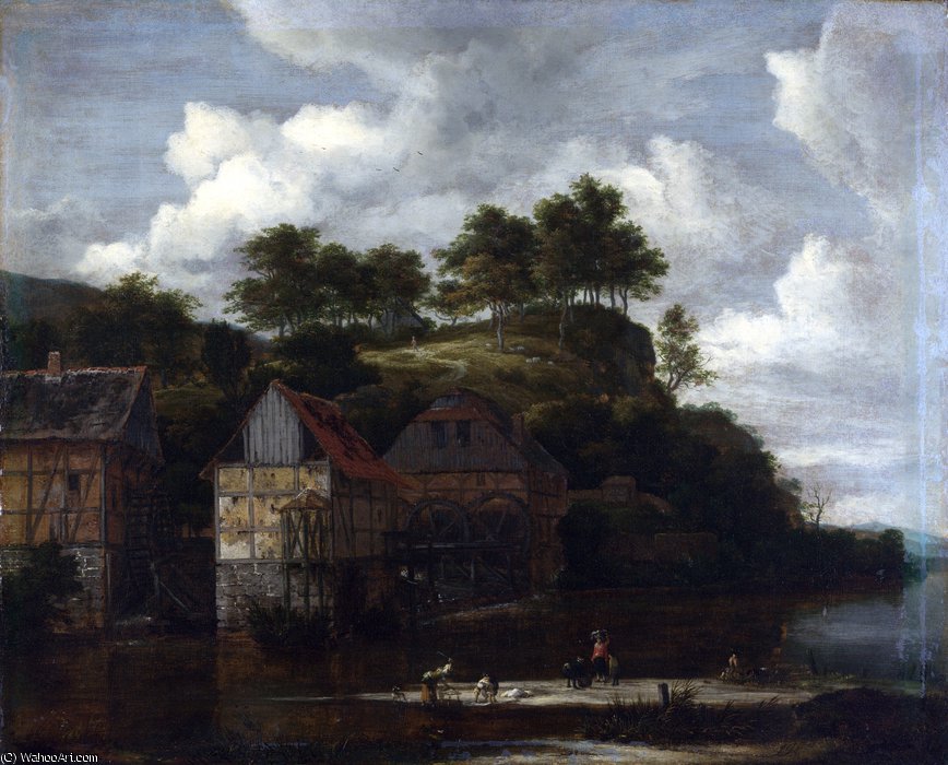 Three Watermills With Washerwomen — Jacob Isaackszoon Van Ruisdael