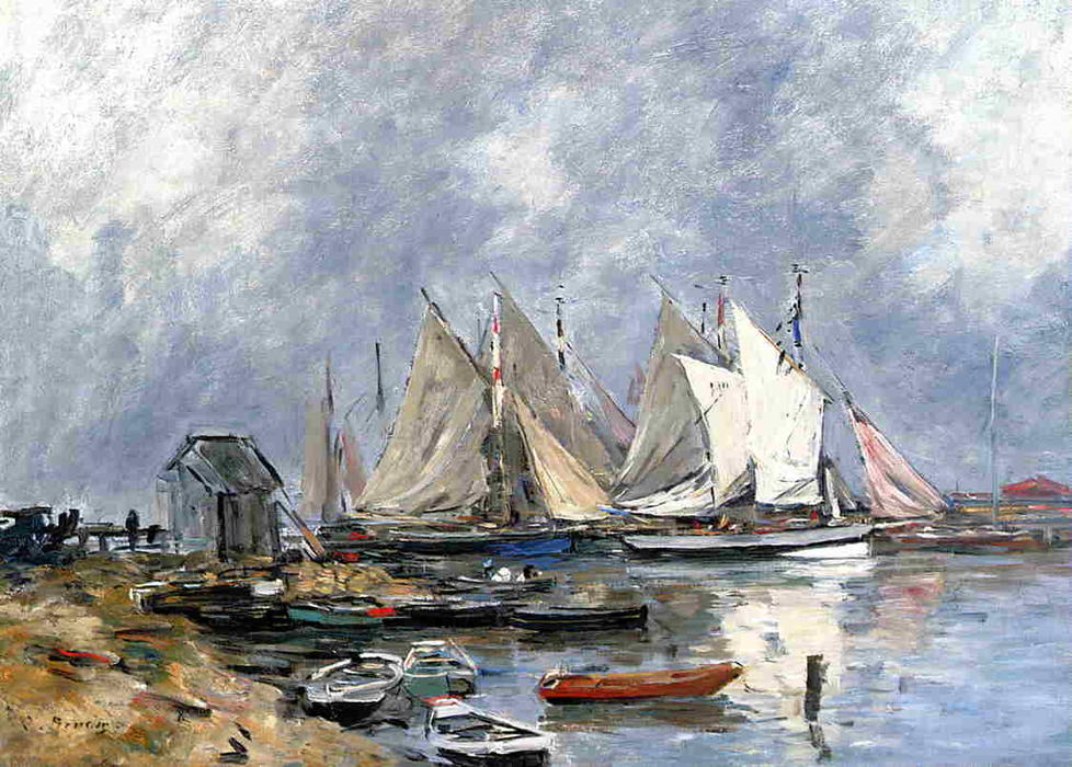 Trouville, The Port, Boats And Dinghys — Eugène Louis Boudin