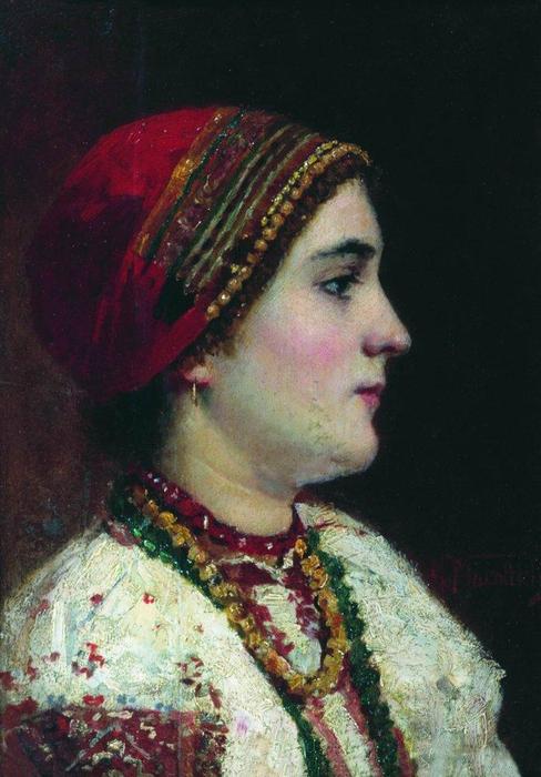 Portrait Of The Girl In A Ukrainian Dress — Konstantin Yegorovich Makovsky