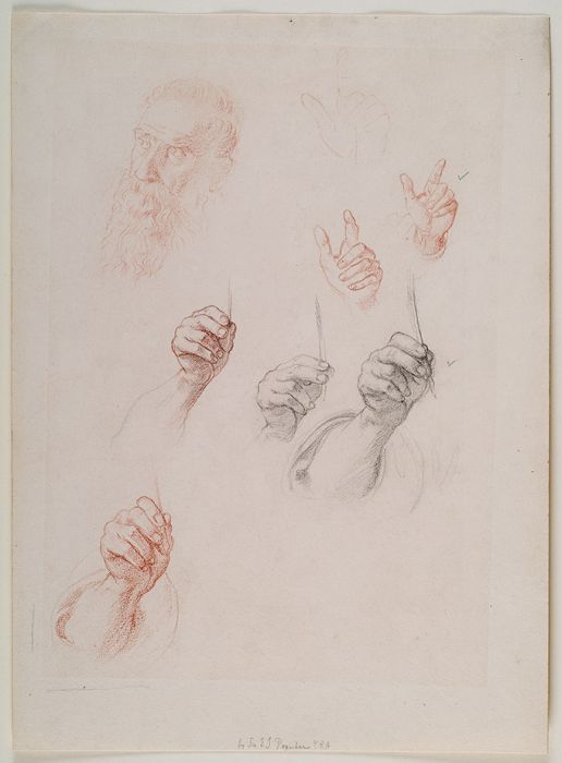 Eight Figure Studies On One Sheet Or Hands And A Head — Sir Edward John Poynter
