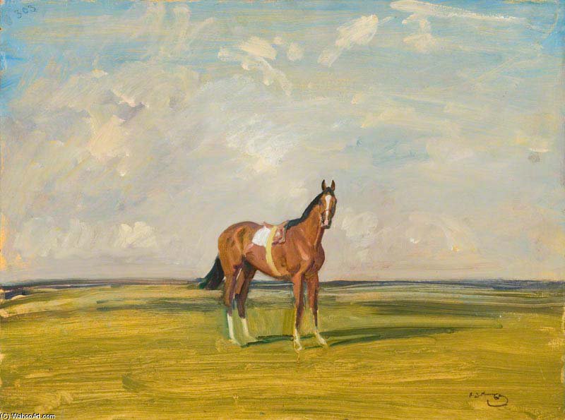 A Racehorse In A Landscape - — Sir Alfred James Munnings