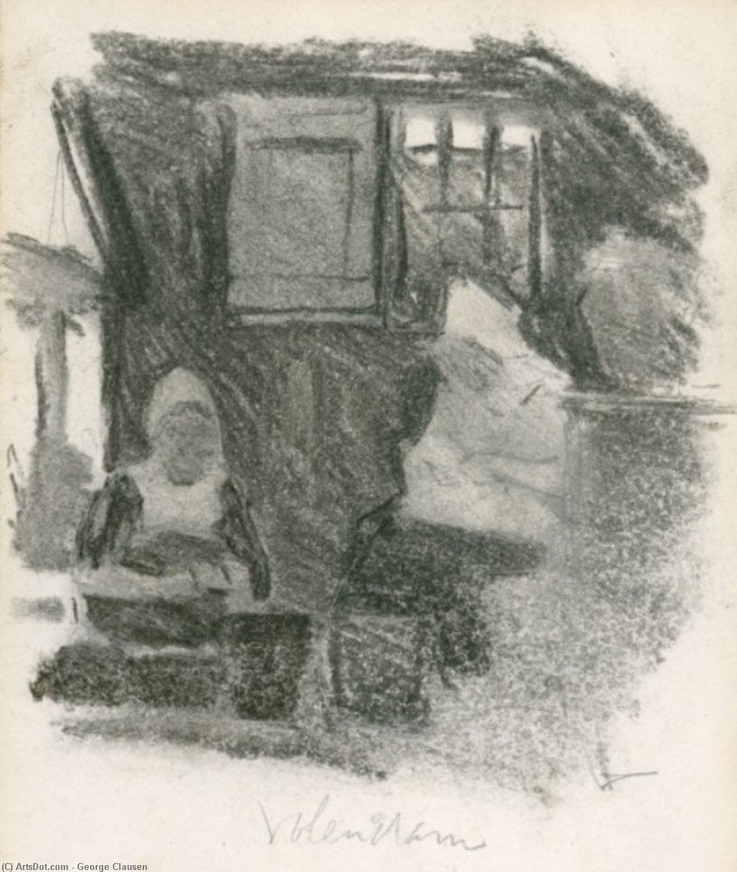 Study Of Two Women In An Interior, Volendam — Sir George Clausen