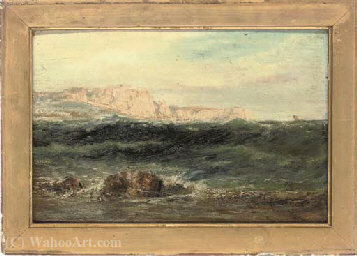 Waves Breaking Off The Coast Of Swanage — Edwin Hayes