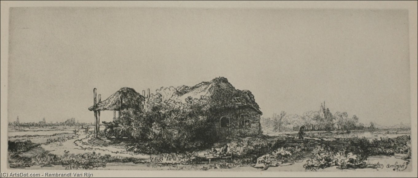 Landscape With A Canal And Swan — Rembrandt Van Rijn