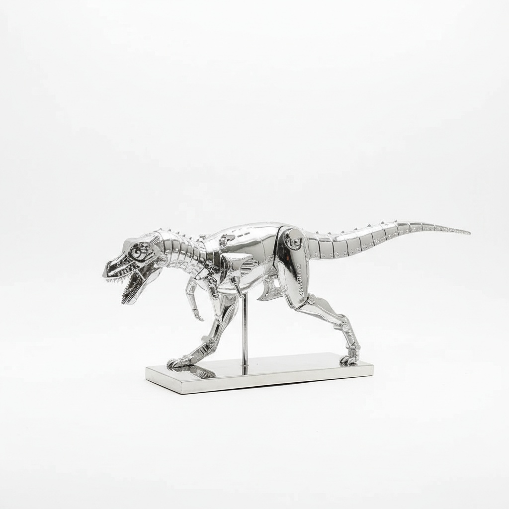 Metallic Dinosaur Sculpture – Handcrafted Art Decor