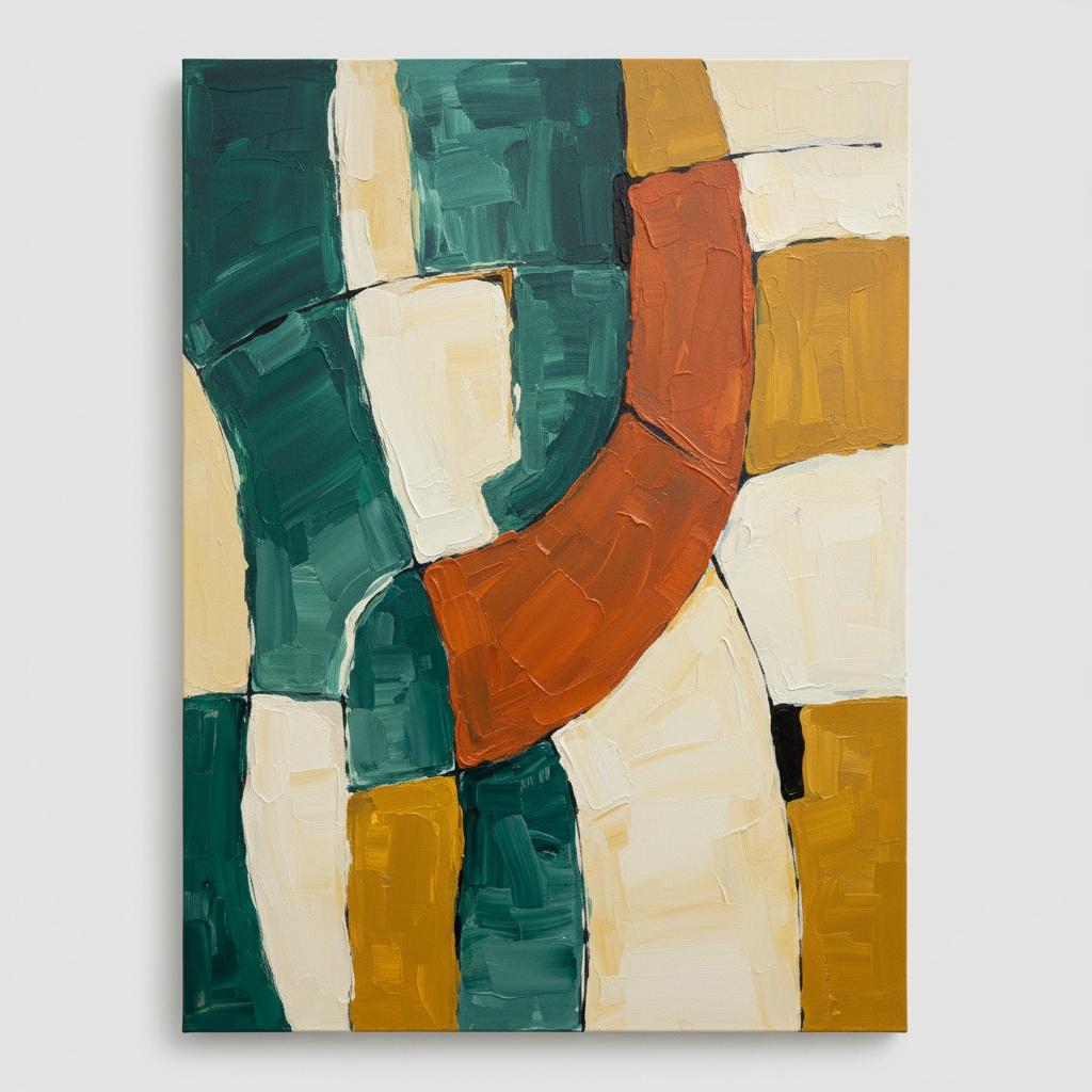Interstitial Planes Of Ochre And Teal: A Study In Geometric Resonance. — Christian Noiret
