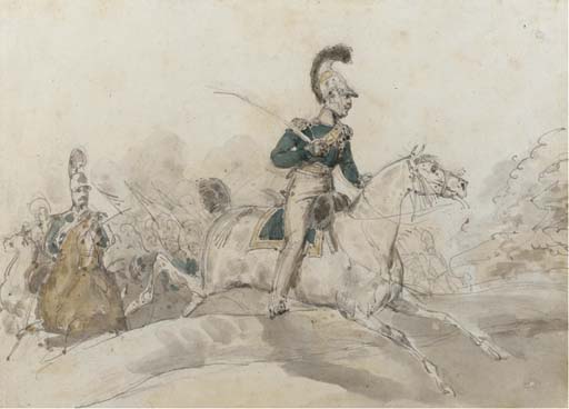 A Colonel On Horseback Leading His Soldiers — Eugene Louis Lami
