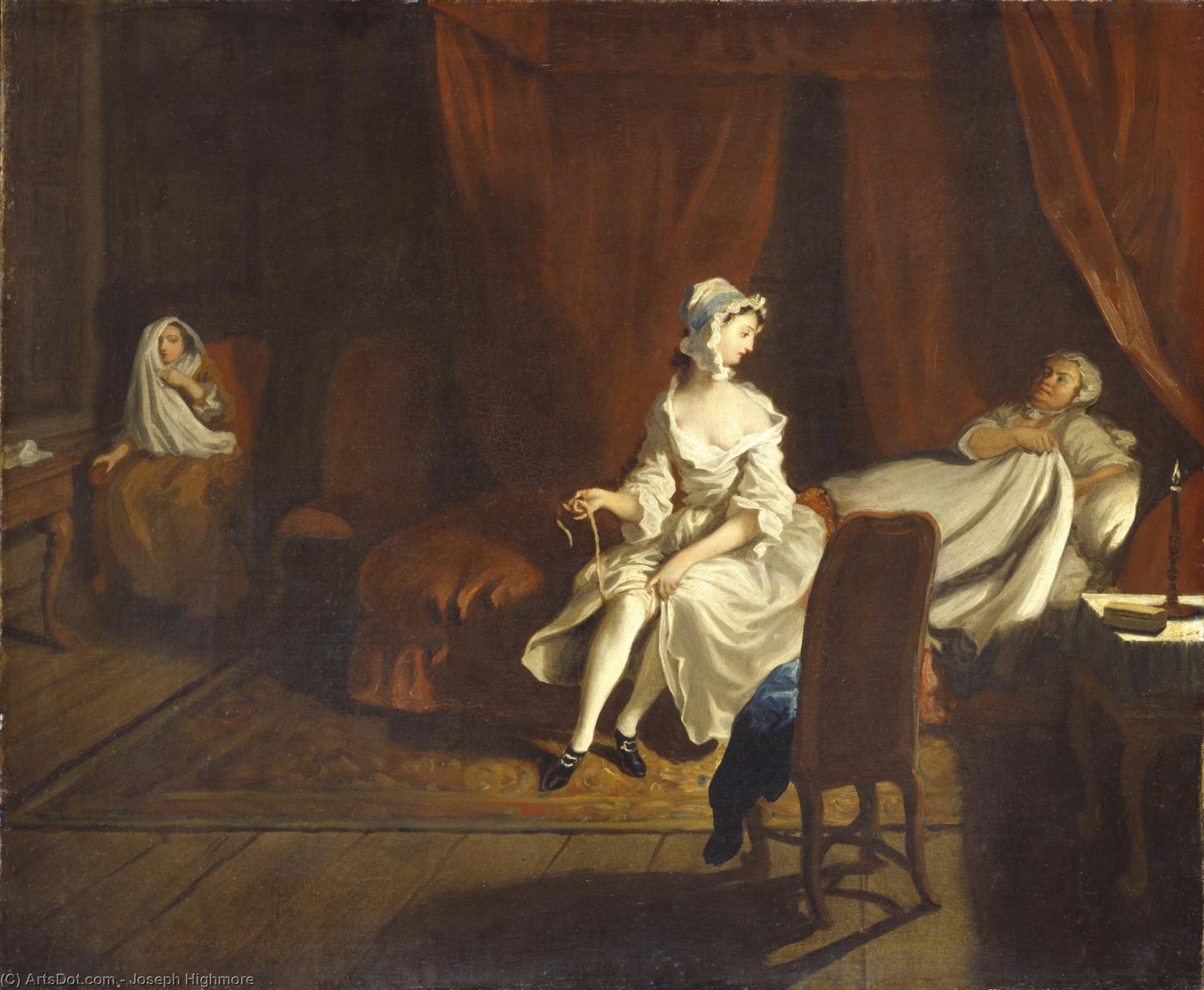 Pamela In The Bedroom With Mrs Jewkes And Mr B — Joseph Highmore